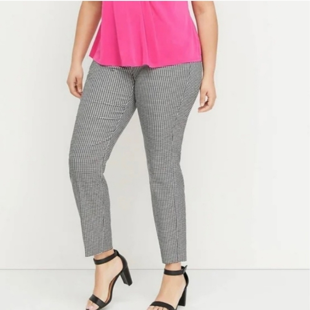 Lane Bryant The Allie Pants Skinny Ankle Gingham Black White Check Size 22R